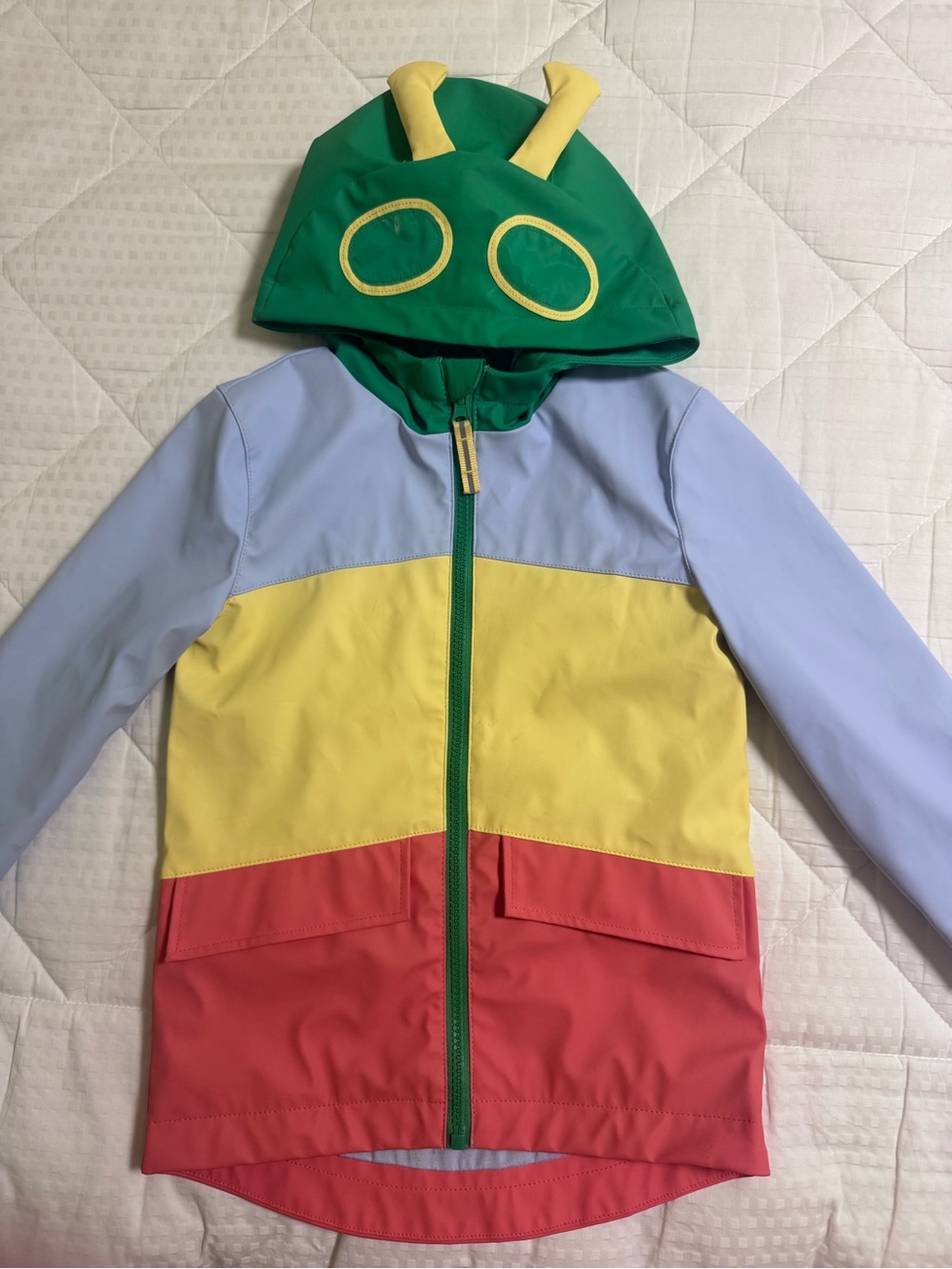 Cat & Jack Multicolor Caterpillar Hooded Raincoat - Green Yellow Blue Red